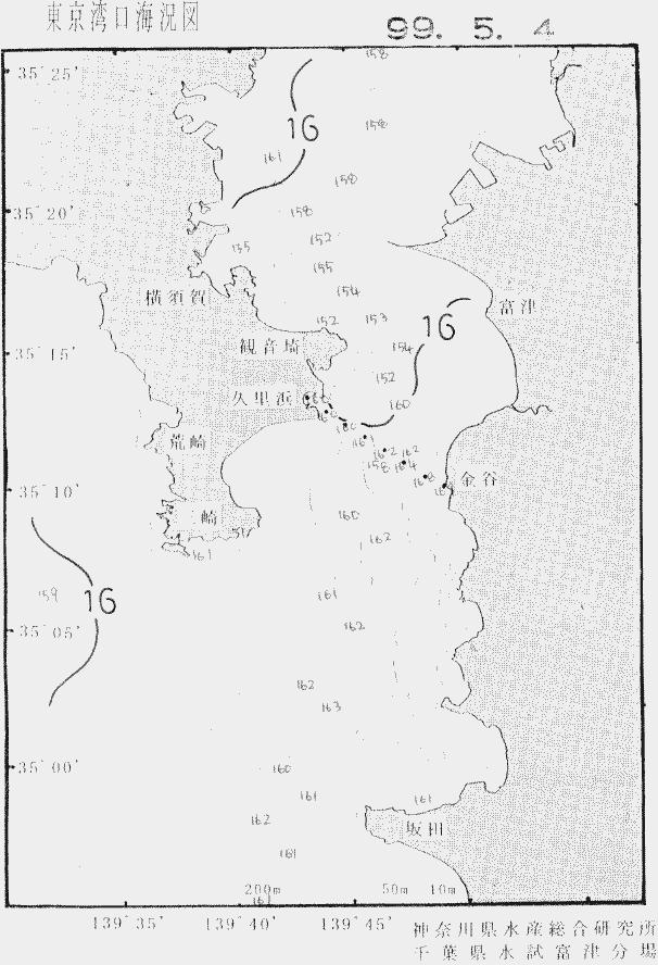 海況図, 東京湾口海況図 検索結果, (水温分布 等を図示)