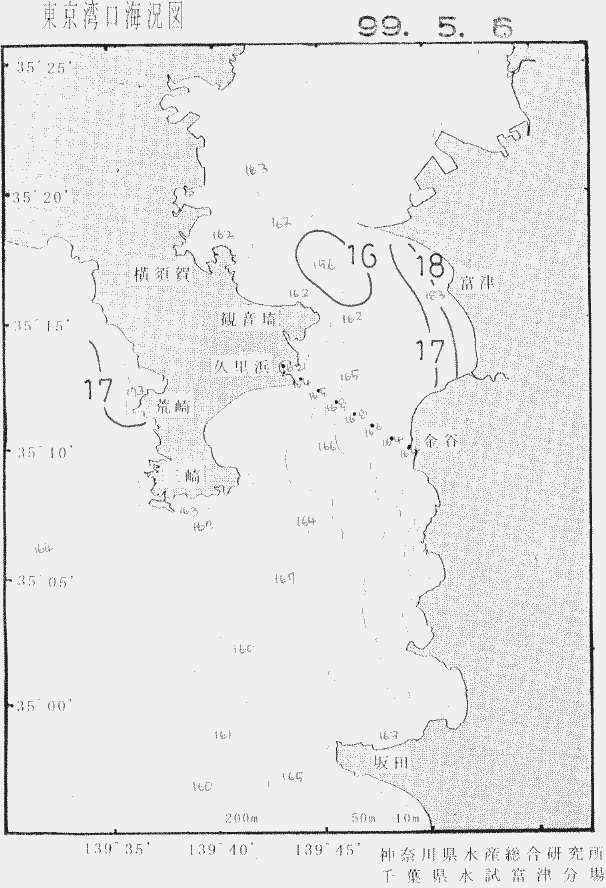 海況図, 東京湾口海況図 検索結果, (水温分布 等を図示)