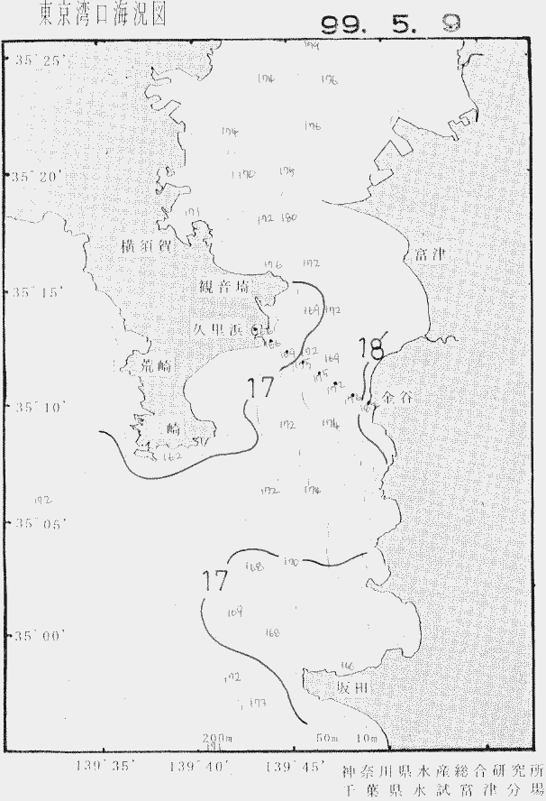 海況図, 東京湾口海況図 検索結果, (水温分布 等を図示)