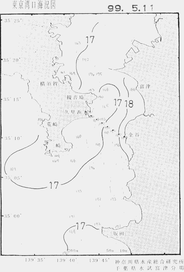 海況図, 東京湾口海況図 検索結果, (水温分布 等を図示)