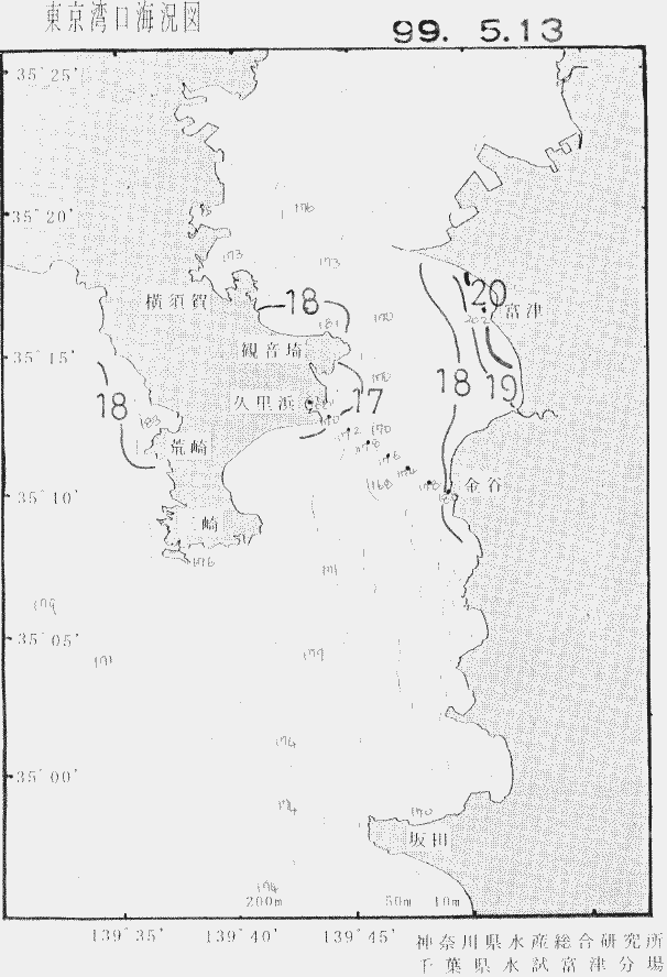 海況図, 東京湾口海況図 検索結果, (水温分布 等を図示)