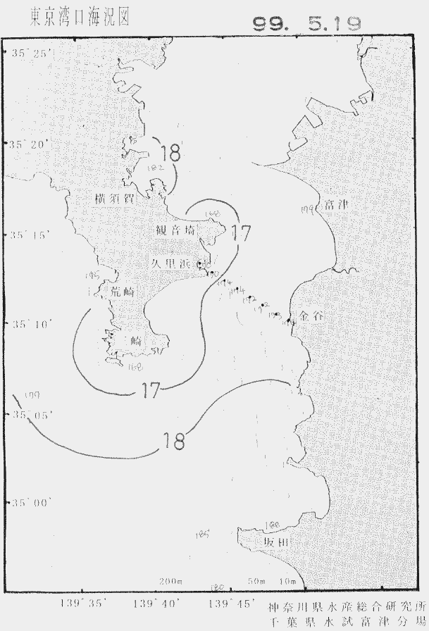 海況図, 東京湾口海況図 検索結果, (水温分布 等を図示)
