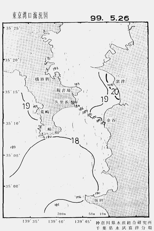 海況図, 東京湾口海況図 検索結果, (水温分布 等を図示)