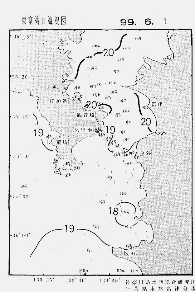 海況図, 東京湾口海況図 検索結果, (水温分布 等を図示)