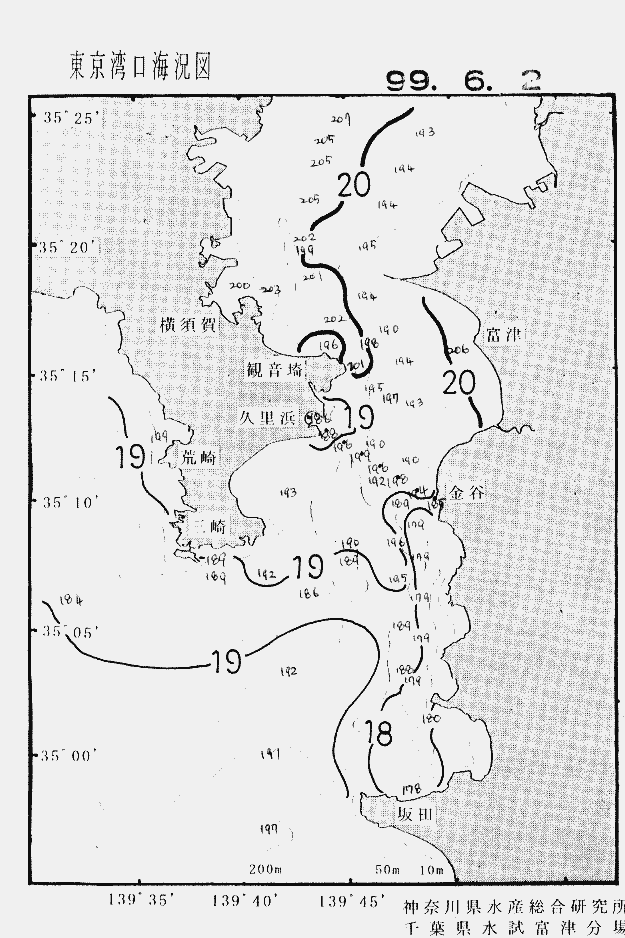 海況図, 東京湾口海況図 検索結果, (水温分布 等を図示)