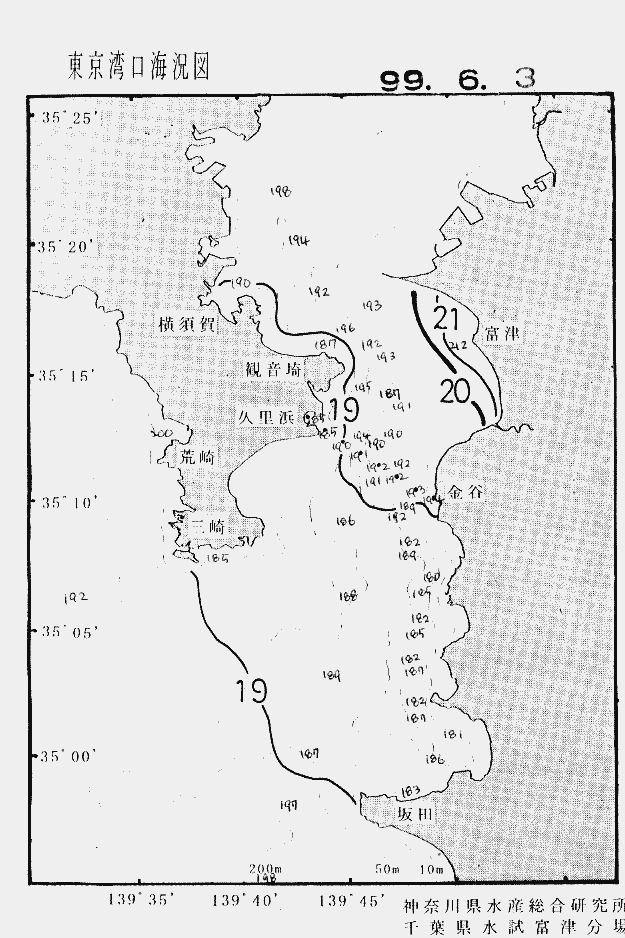 海況図, 東京湾口海況図 検索結果, (水温分布 等を図示)