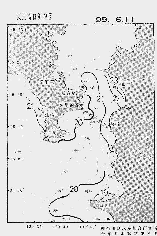 海況図, 東京湾口海況図 検索結果, (水温分布 等を図示)