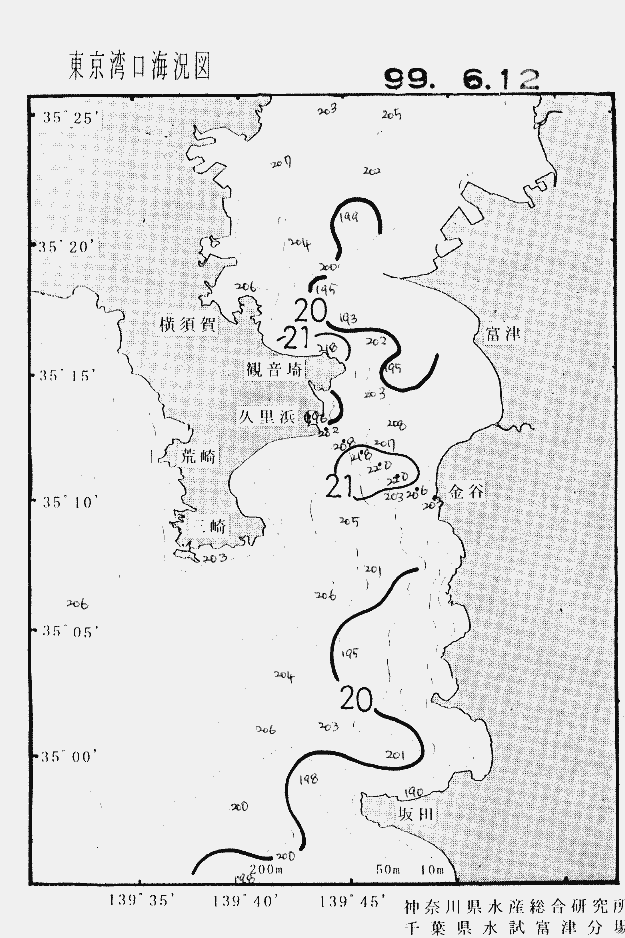 海況図, 東京湾口海況図 検索結果, (水温分布 等を図示)