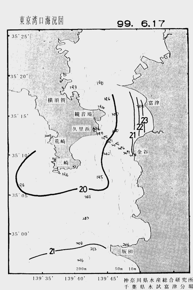 海況図, 東京湾口海況図 検索結果, (水温分布 等を図示)