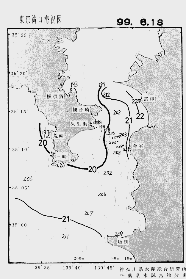 海況図, 東京湾口海況図 検索結果, (水温分布 等を図示)