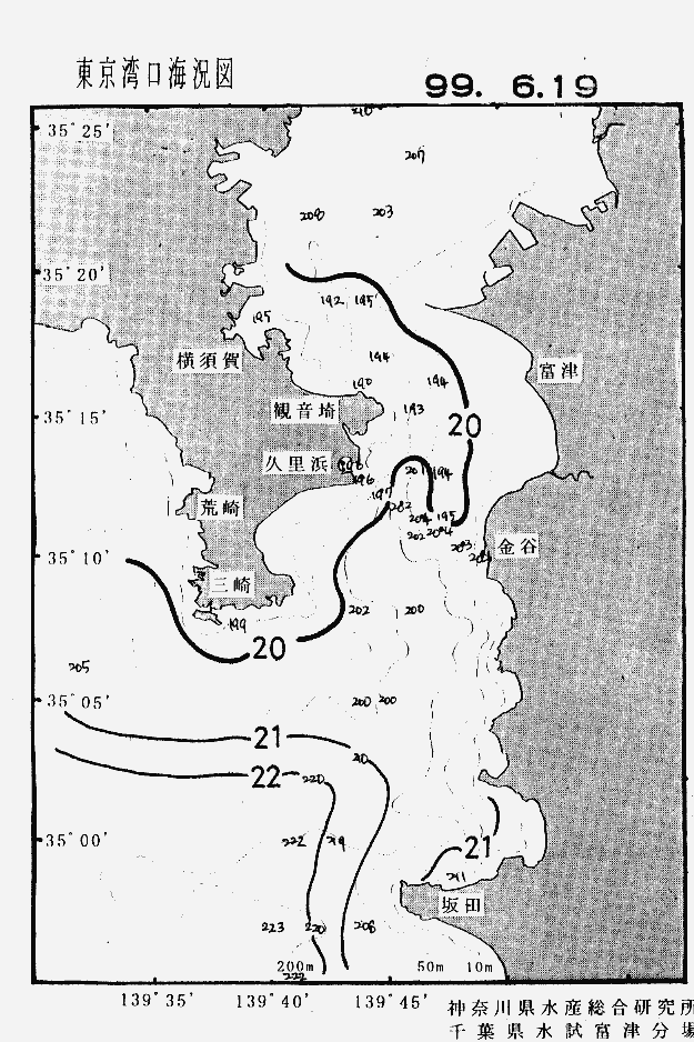 海況図, 東京湾口海況図 検索結果, (水温分布 等を図示)