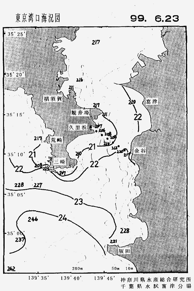 海況図, 東京湾口海況図 検索結果, (水温分布 等を図示)