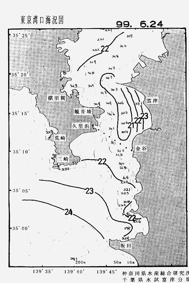 海況図, 東京湾口海況図 検索結果, (水温分布 等を図示)
