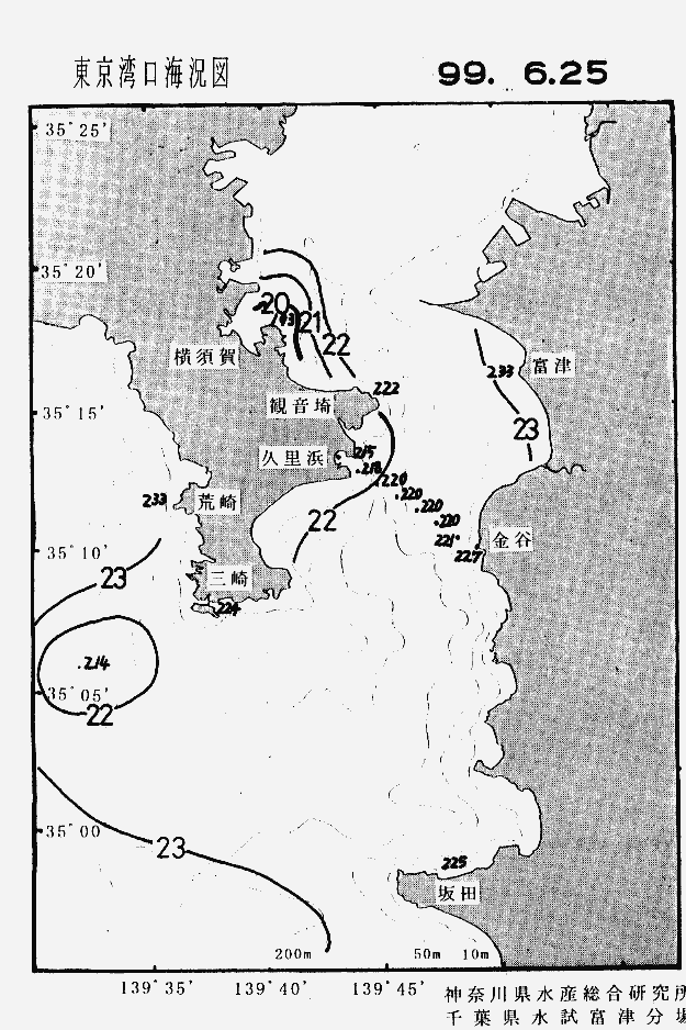 海況図, 東京湾口海況図 検索結果, (水温分布 等を図示)