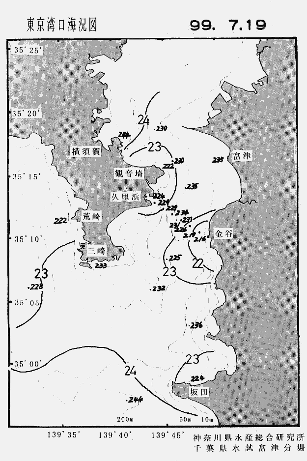 海況図, 東京湾口海況図 検索結果, (水温分布 等を図示)