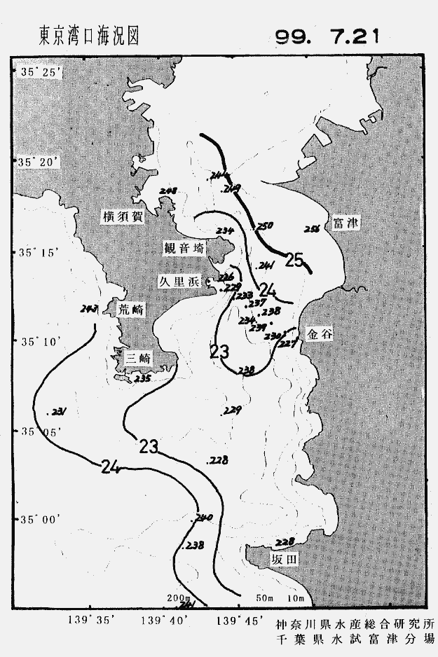 海況図, 東京湾口海況図 検索結果, (水温分布 等を図示)