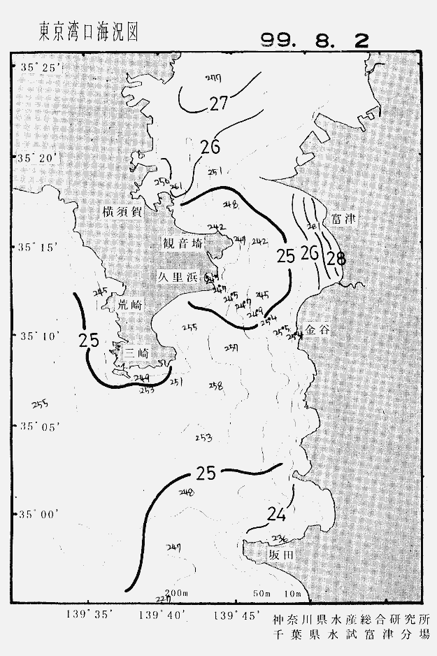 海況図, 東京湾口海況図 検索結果, (水温分布 等を図示)
