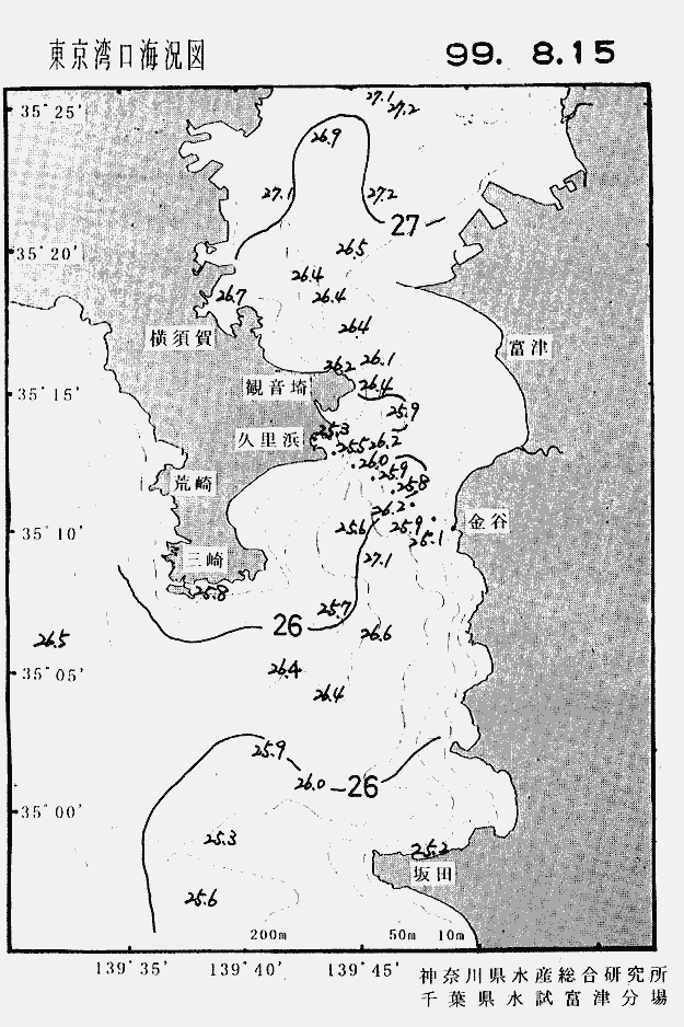 海況図, 東京湾口海況図 検索結果, (水温分布 等を図示)