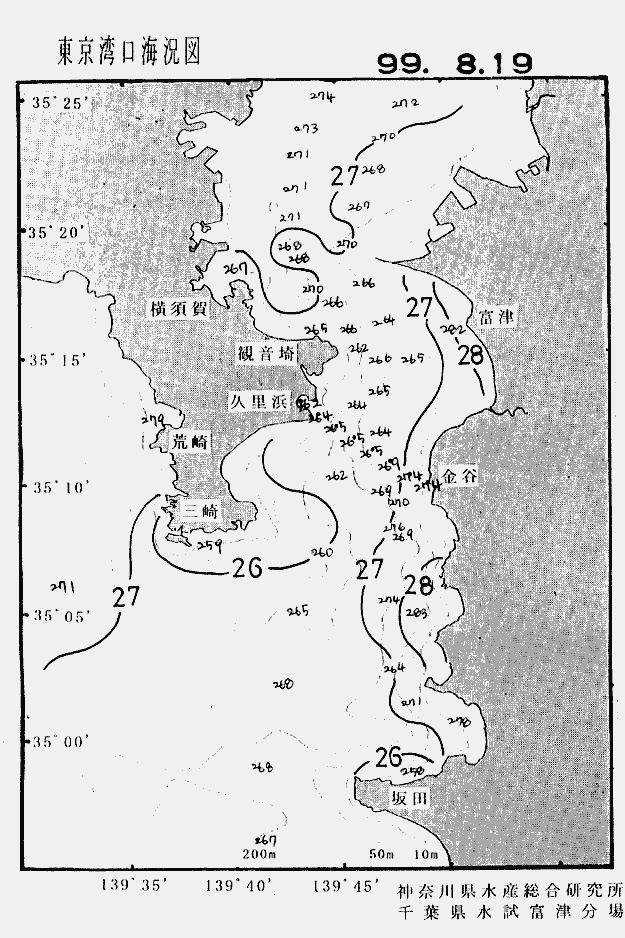 海況図, 東京湾口海況図 検索結果, (水温分布 等を図示)