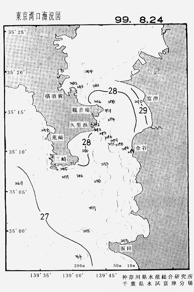 海況図, 東京湾口海況図 検索結果, (水温分布 等を図示)