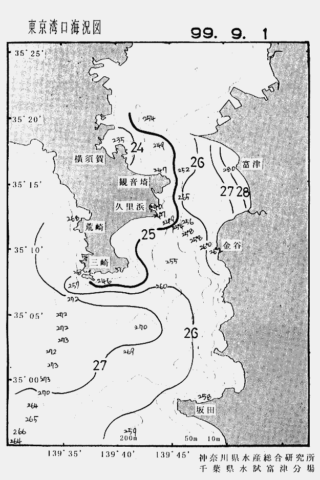 海況図, 東京湾口海況図 検索結果, (水温分布 等を図示)