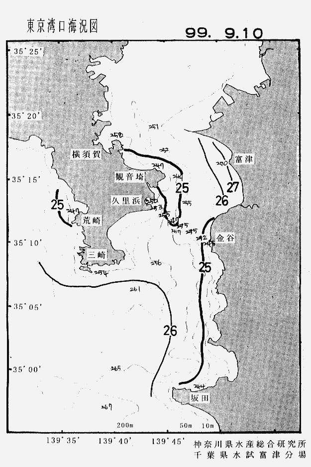 海況図, 東京湾口海況図 検索結果, (水温分布 等を図示)
