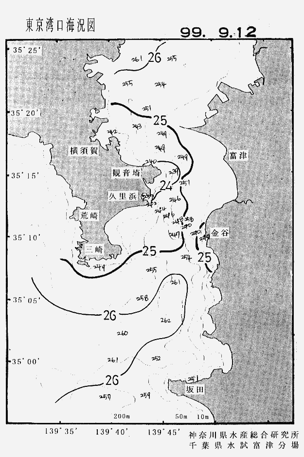 海況図, 東京湾口海況図 検索結果, (水温分布 等を図示)