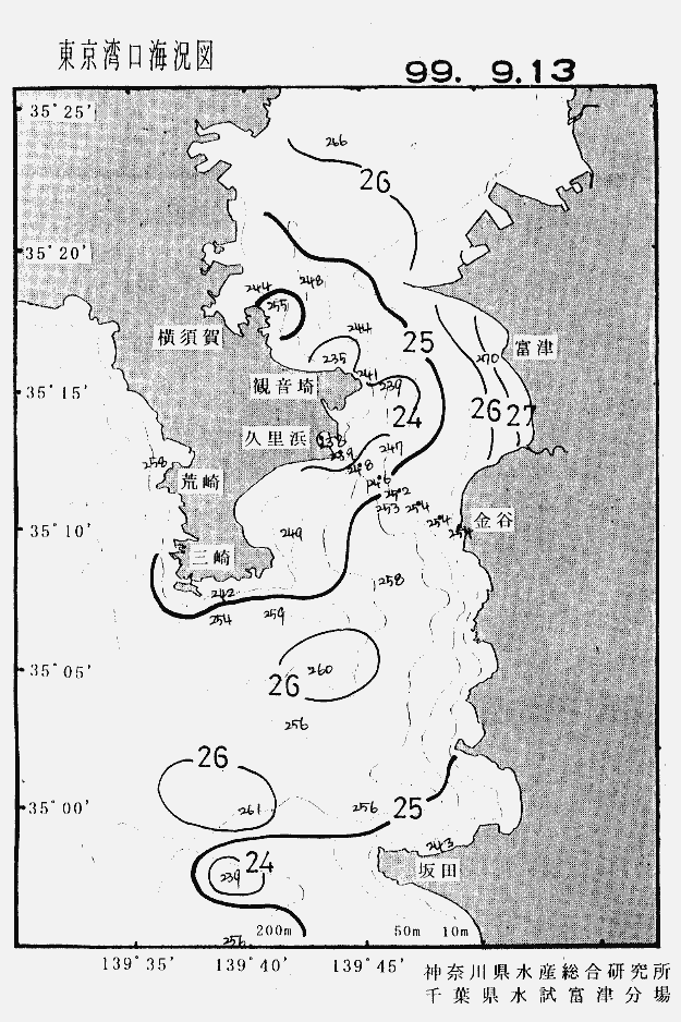 海況図, 東京湾口海況図 検索結果, (水温分布 等を図示)