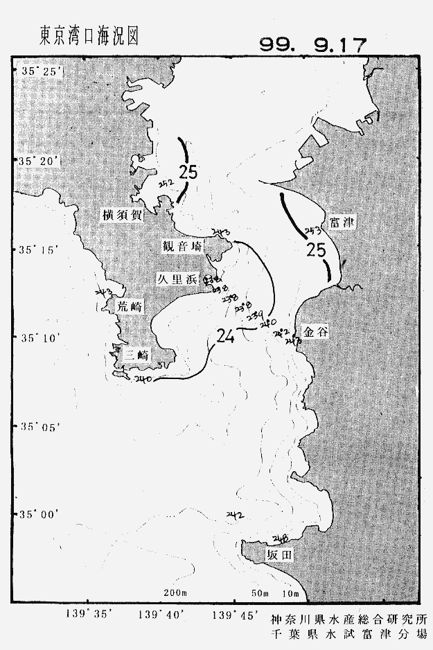 海況図, 東京湾口海況図 検索結果, (水温分布 等を図示)