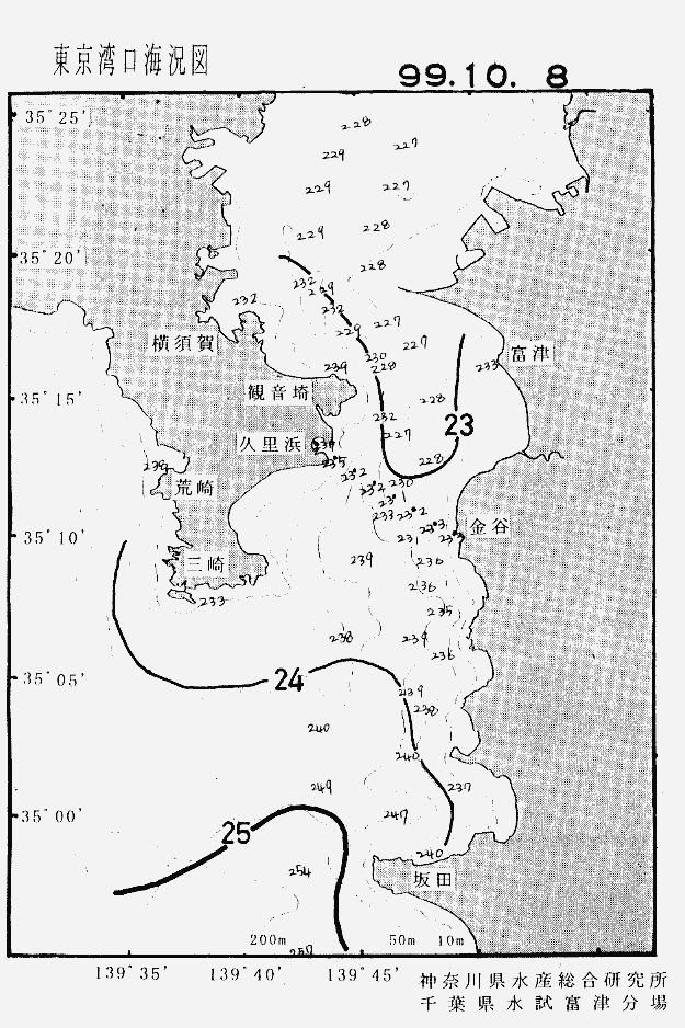 海況図, 東京湾口海況図 検索結果, (水温分布 等を図示)