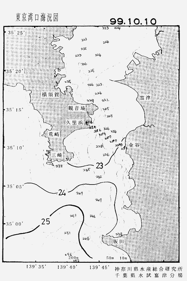 海況図, 東京湾口海況図 検索結果, (水温分布 等を図示)
