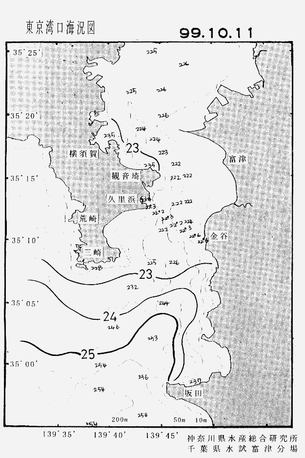 海況図, 東京湾口海況図 検索結果, (水温分布 等を図示)