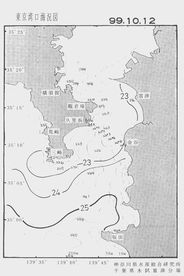 海況図, 東京湾口海況図 検索結果, (水温分布 等を図示)