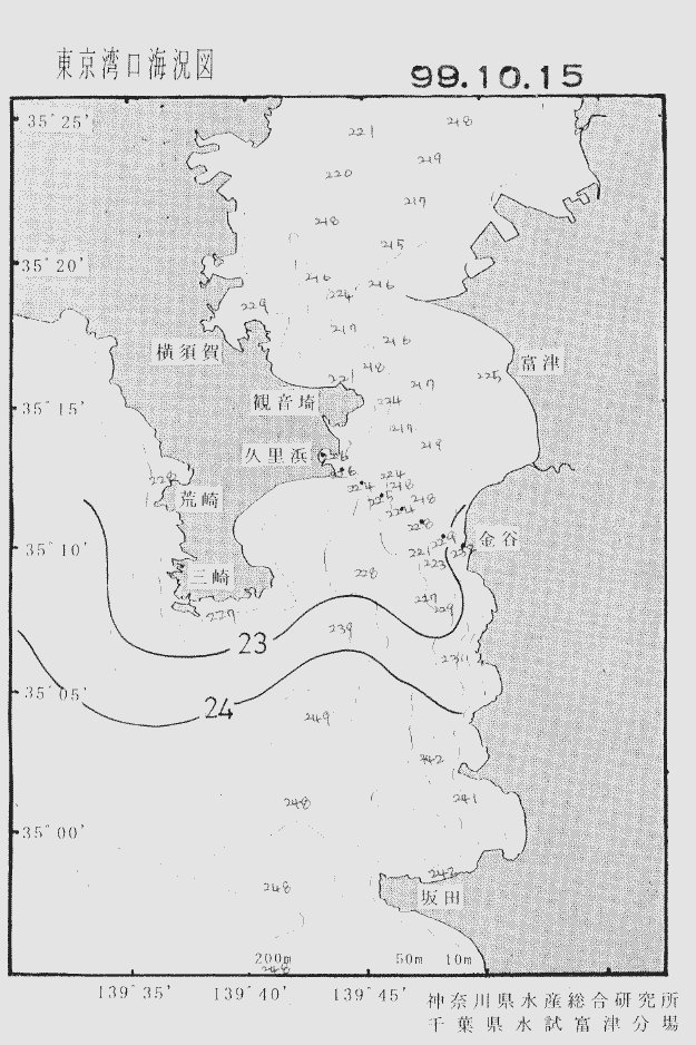 海況図, 東京湾口海況図 検索結果, (水温分布 等を図示)