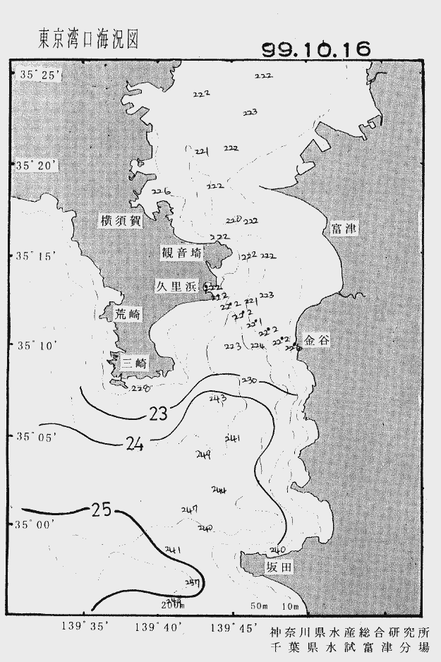 海況図, 東京湾口海況図 検索結果, (水温分布 等を図示)