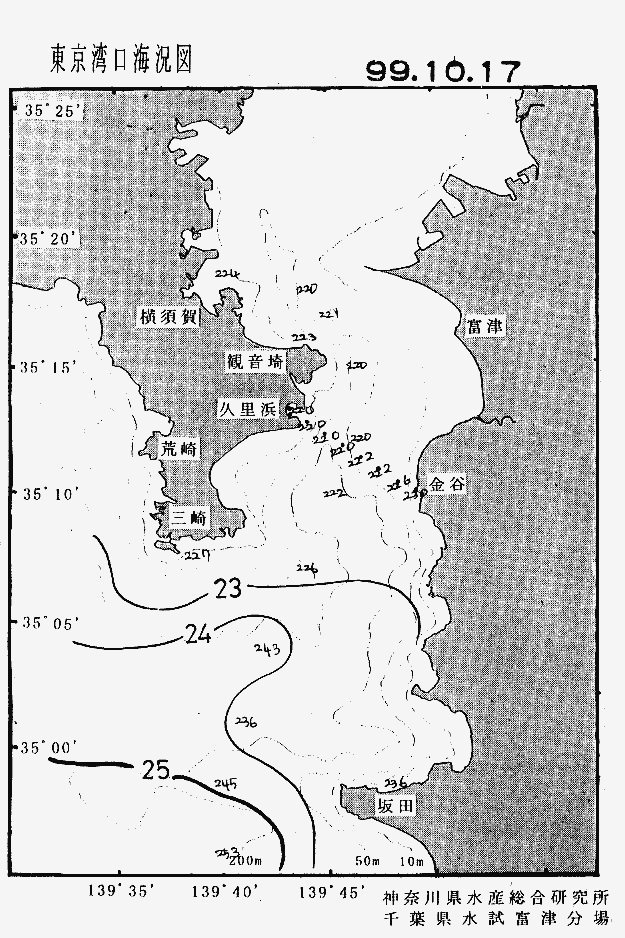 海況図, 東京湾口海況図 検索結果, (水温分布 等を図示)