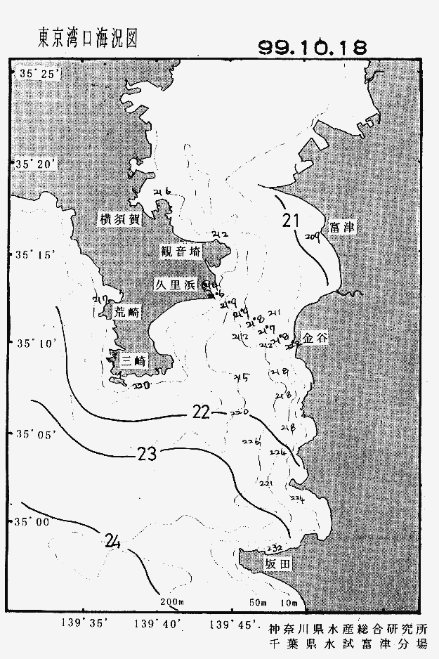 海況図, 東京湾口海況図 検索結果, (水温分布 等を図示)