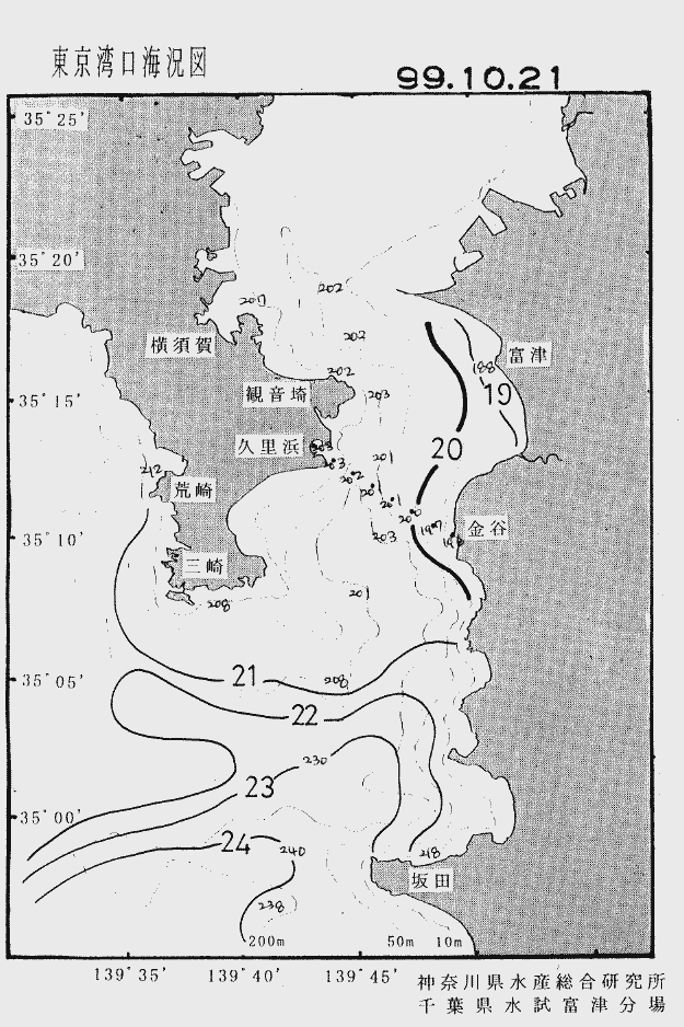 海況図, 東京湾口海況図 検索結果, (水温分布 等を図示)