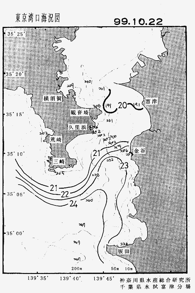 海況図, 東京湾口海況図 検索結果, (水温分布 等を図示)