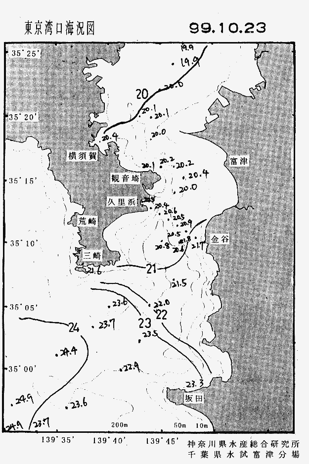 海況図, 東京湾口海況図 検索結果, (水温分布 等を図示)