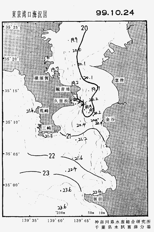 海況図, 東京湾口海況図 検索結果, (水温分布 等を図示)
