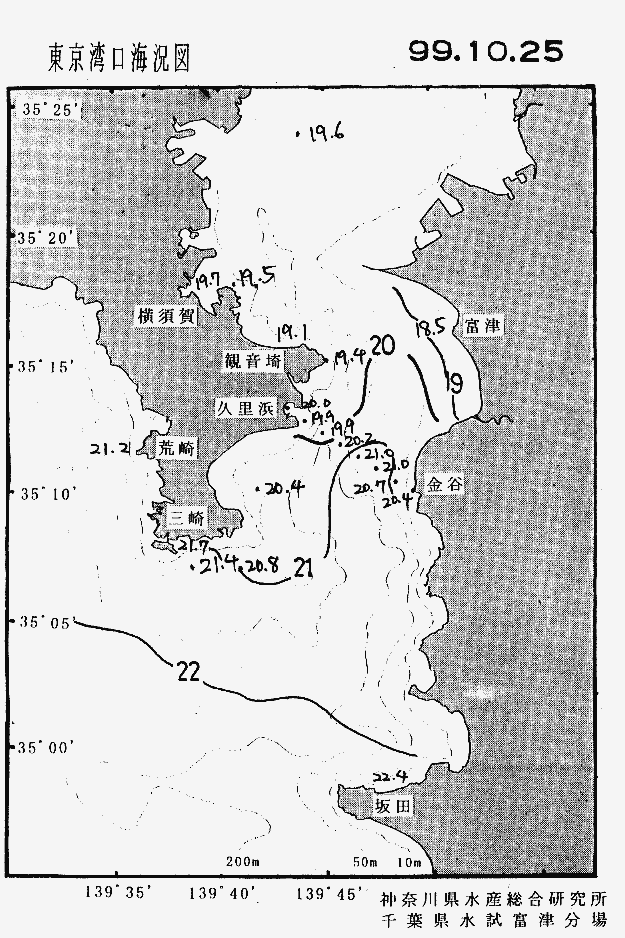 海況図, 東京湾口海況図 検索結果, (水温分布 等を図示)