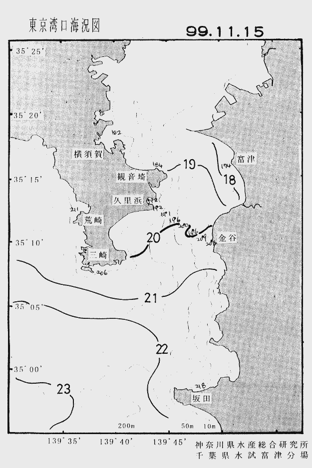 海況図, 東京湾口海況図 検索結果, (水温分布 等を図示)