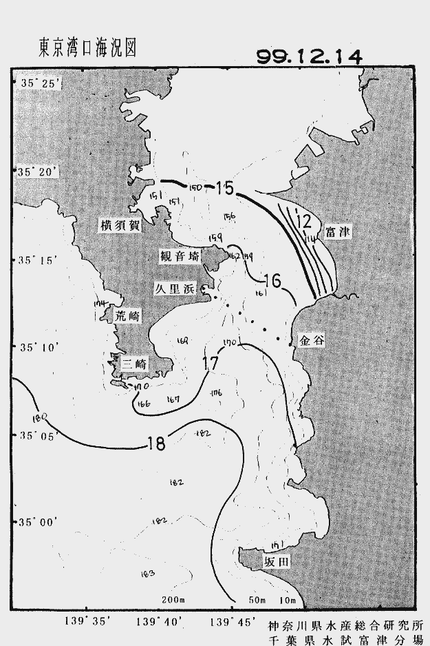 海況図, 東京湾口海況図 検索結果, (水温分布 等を図示)