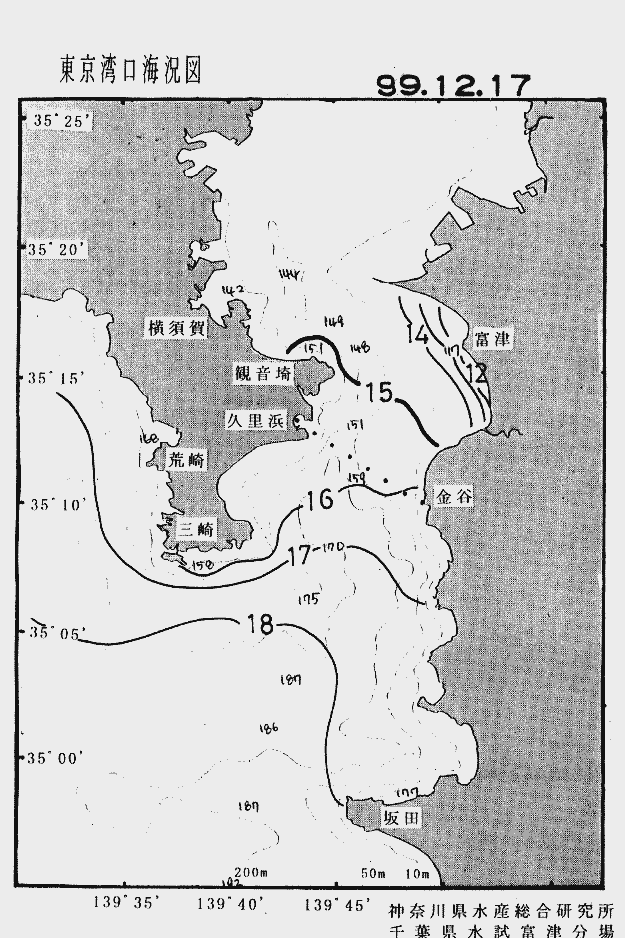 海況図, 東京湾口海況図 検索結果, (水温分布 等を図示)