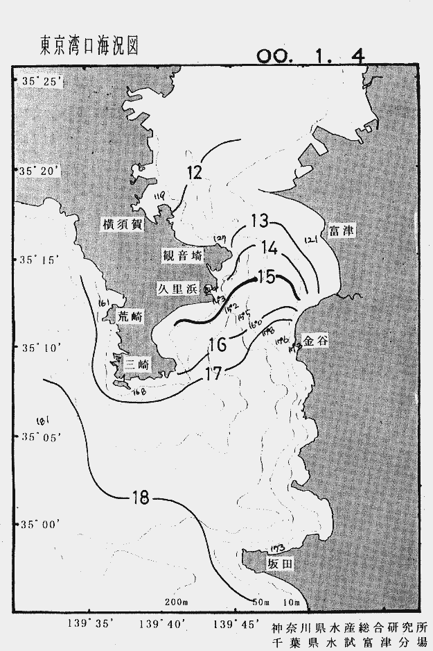 海況図, 東京湾口海況図 検索結果, (水温分布 等を図示)