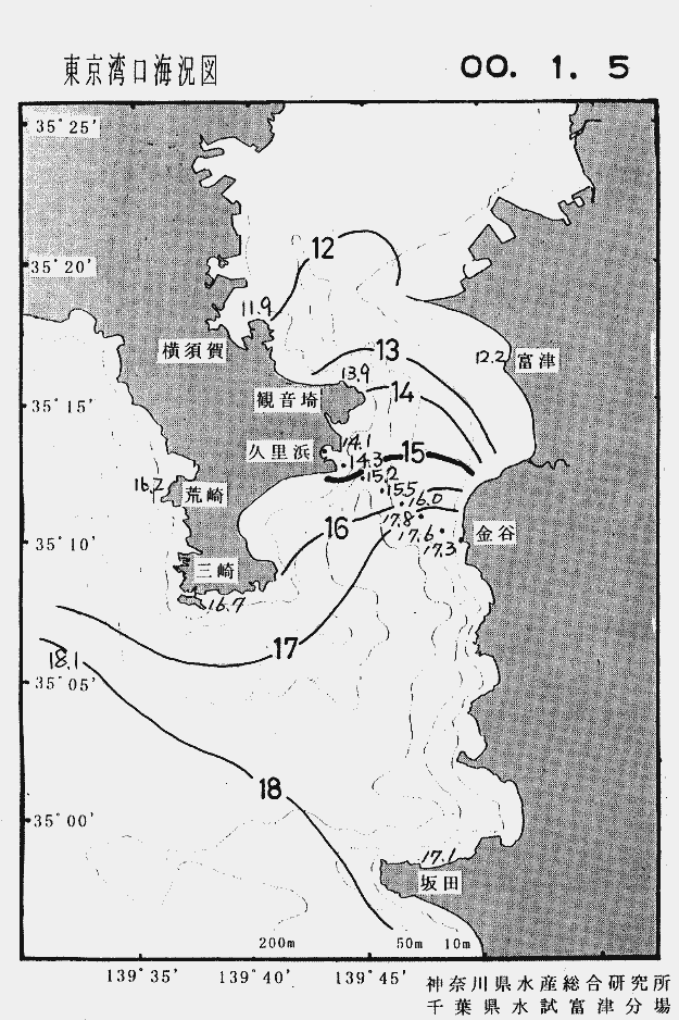 海況図, 東京湾口海況図 検索結果, (水温分布 等を図示)