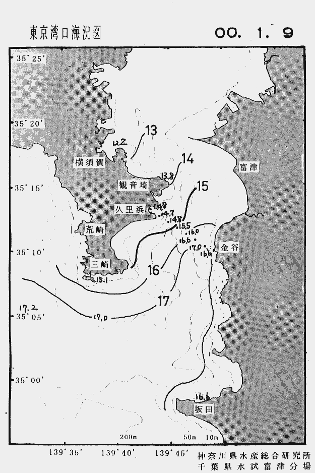 海況図, 東京湾口海況図 検索結果, (水温分布 等を図示)