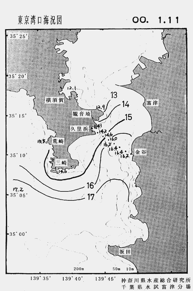 海況図, 東京湾口海況図 検索結果, (水温分布 等を図示)