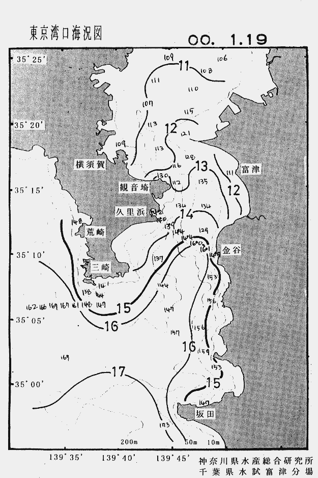 海況図, 東京湾口海況図 検索結果, (水温分布 等を図示)